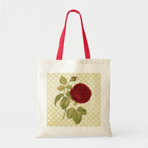 Antique Red Rose Parchment Polka Dots Tote Bag