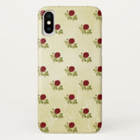 Antique Red Rose Pattern on Parchment