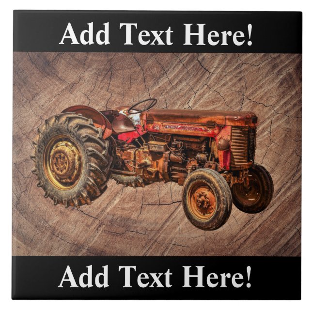 Antique Red Tractor Ceramic Tile (Front)