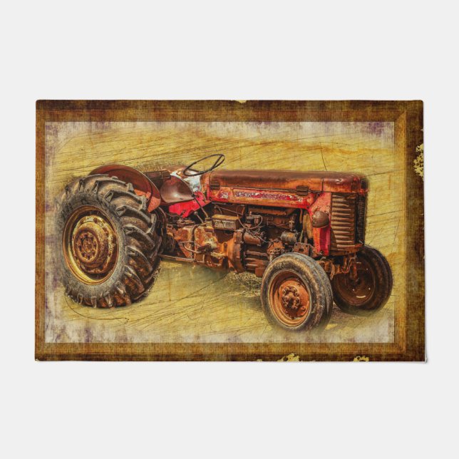 Antique Red Tractor Doormat (Front)