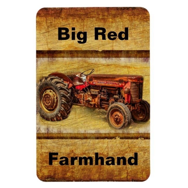 Antique Red Tractor Magnet (Vertical)