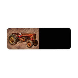 Antique Red Tractor Return Address Label