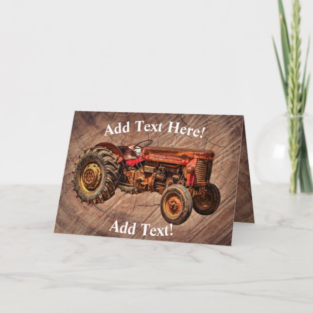 Antique Red Tractor Thank You Card (Front)