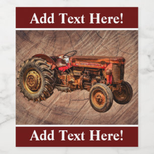 Antique Red Tractor Wine Label