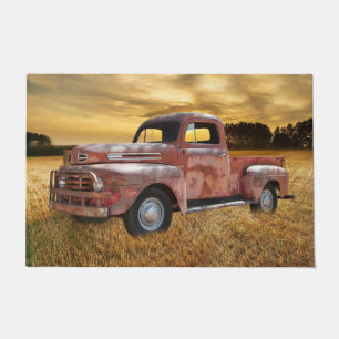 Antique Red Truck Farm Field Doormat