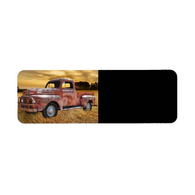 Antique Red Truck Farm Field Return Address Label (Front)