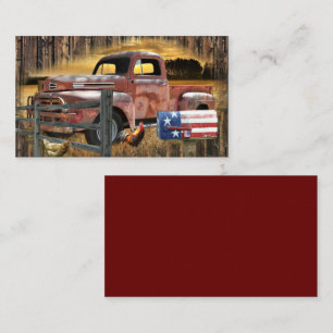 Antique Red Truck Vintage Red Truck Farm Truck Enclosure Card