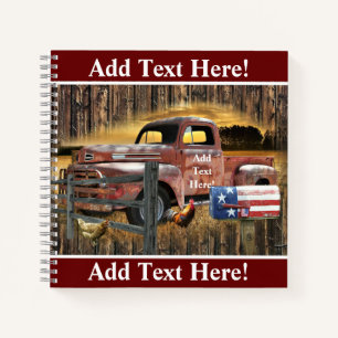 Antique Red Truck Vintage Red Truck Farm Truck Notebook