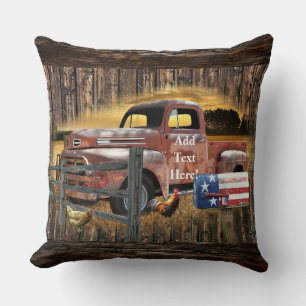 Antique Red Truck Vintage Red Truck Farm Truck Thr Cushion