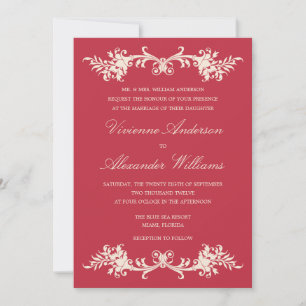 ANTIQUE RED WEDDING INVITATION
