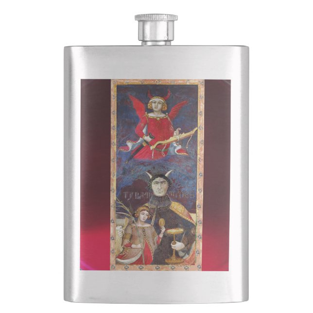 ANTIQUE RENAISSANCE TAROT 15 -THE DEVIL HIP FLASK (Front)