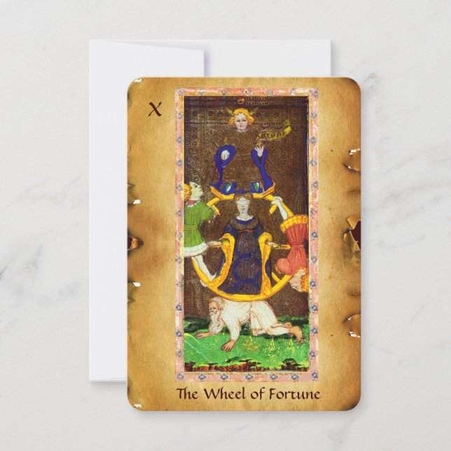 ANTIQUE RENAISSANCE TAROTS 10/THE WHEEL OF FORTUNE ANNOUNCEMENT (Front)