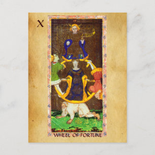 ANTIQUE RENAISSANCE TAROTS 10/THE WHEEL OF FORTUNE POSTCARD