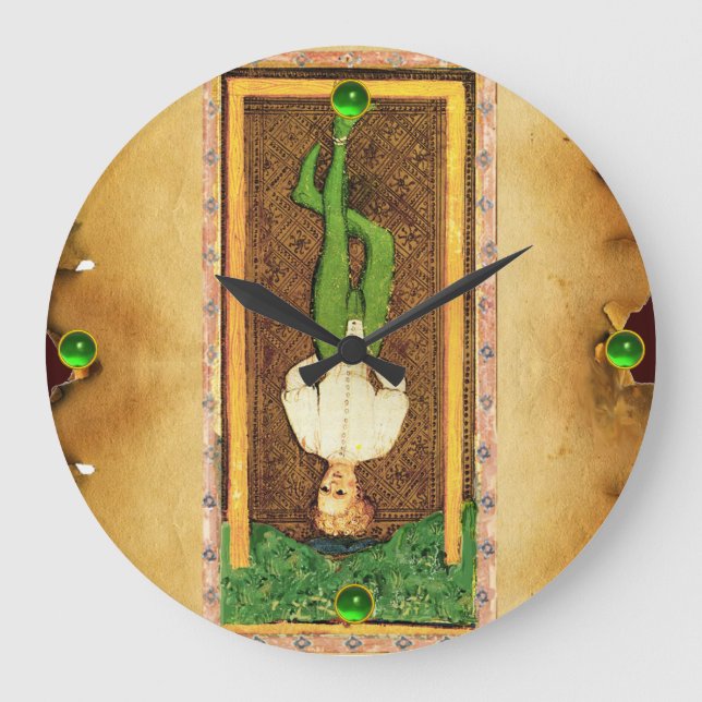 ANTIQUE RENAISSANCE TAROTS 12 /THE HANGED MAN LARGE CLOCK (Front)