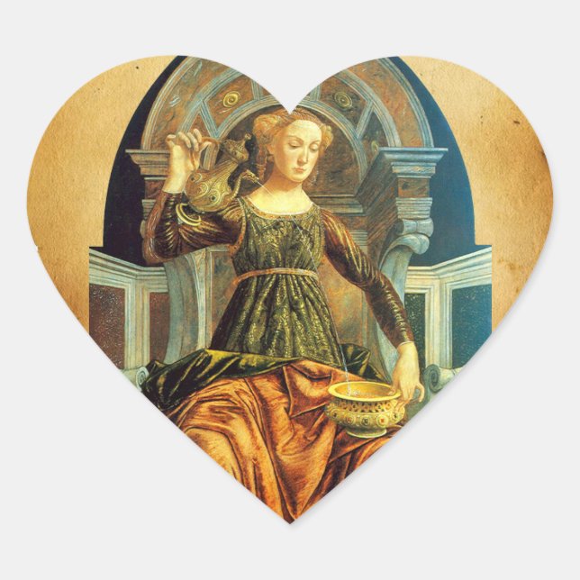 ANTIQUE RENAISSANCE TAROTS 14 TEMPERANCE Heart Sticker (Front)