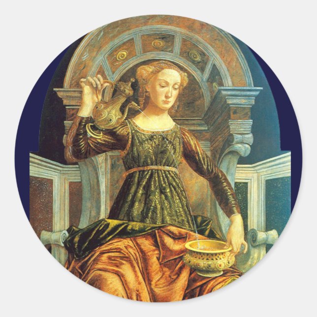 ANTIQUE RENAISSANCE TAROTS 14 TEMPERANCE Parchment Classic Round Sticker (Front)