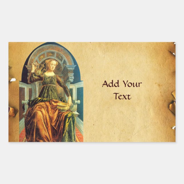 ANTIQUE RENAISSANCE TAROTS 14 TEMPERANCE Parchment Rectangular Sticker (Front)