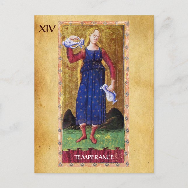 ANTIQUE RENAISSANCE TAROTS 14  / TEMPERANCE POSTCARD (Front)