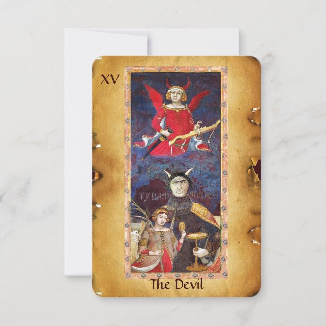 ANTIQUE RENAISSANCE TAROTS 15 / THE DEVIL ANNOUNCEMENT (Front)
