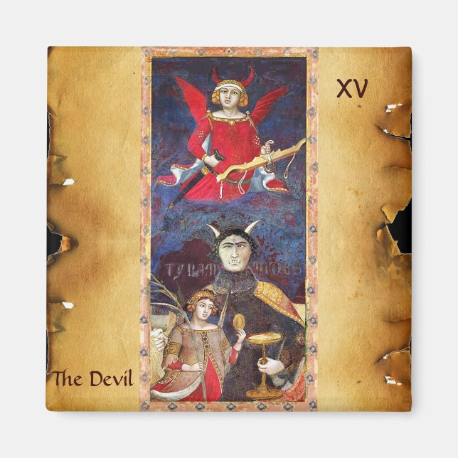 ANTIQUE RENAISSANCE TAROTS 15 /THE DEVIL MAGNET (Front)