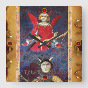 ANTIQUE RENAISSANCE TAROTS 15 /THE DEVIL SQUARE WALL CLOCK