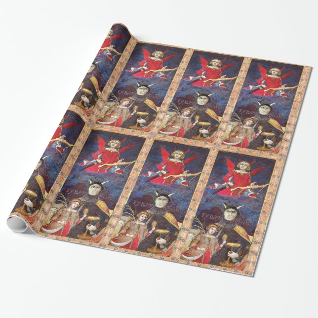 ANTIQUE RENAISSANCE TAROTS 15 THE DEVIL WRAPPING PAPER (Unrolled)