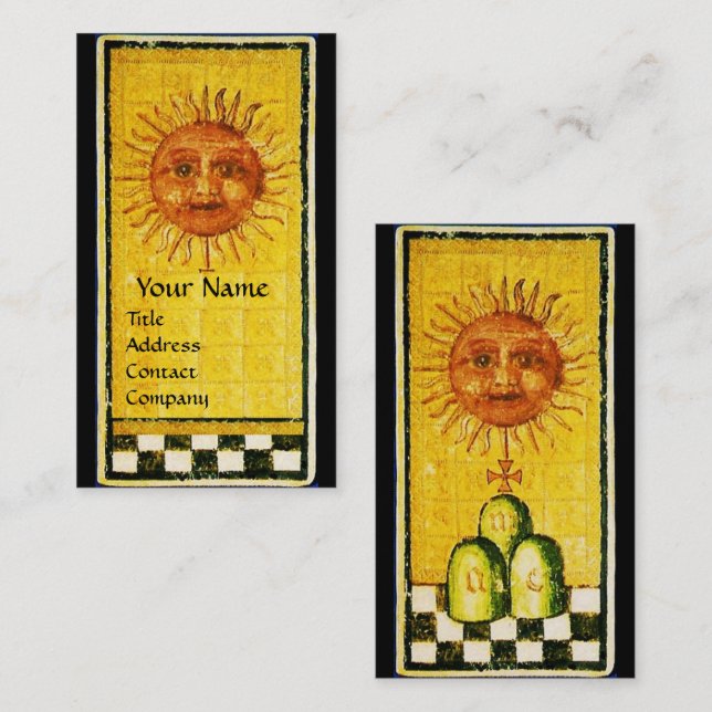 ANTIQUE RENAISSANCE TAROTS 19 /THE SUN Pearl Paper Business Card (Front/Back)
