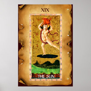 ANTIQUE RENAISSANCE TAROTS 19 / THE SUN POSTER
