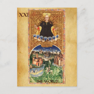 ANTIQUE RENAISSANCE TAROTS 21/ THE WORLD POSTCARD