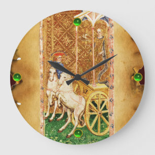 ANTIQUE RENAISSANCE TAROTS 7 /THE CHARIOT LARGE CLOCK