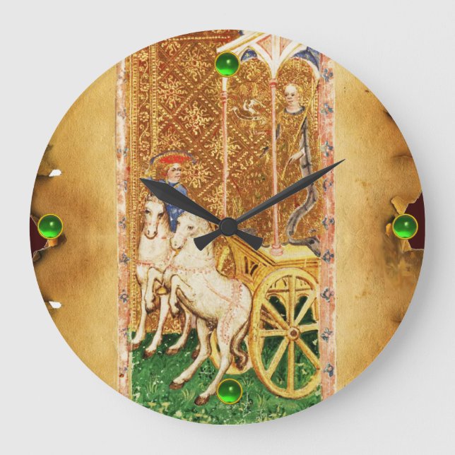 ANTIQUE RENAISSANCE TAROTS 7 /THE CHARIOT LARGE CLOCK (Front)