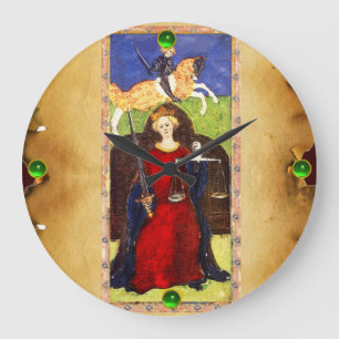 ANTIQUE RENAISSANCE TAROTS 8 / JUSTICE LARGE CLOCK