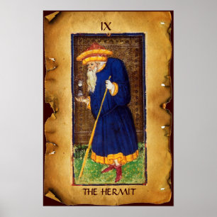 ANTIQUE RENAISSANCE TAROTS  9 / THE HERMIT POSTER