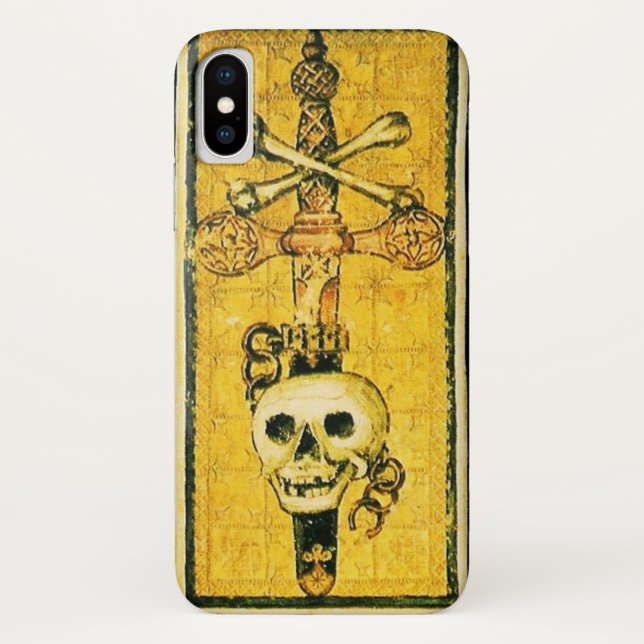 ANTIQUE RENAISSANCE TAROTS,ACE OF SWORDS Yellow Case-Mate iPhone Case (Back)