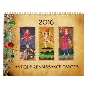 ANTIQUE RENAISSANCE TAROTS FLORAL PARCHMENT 2016 CALENDAR