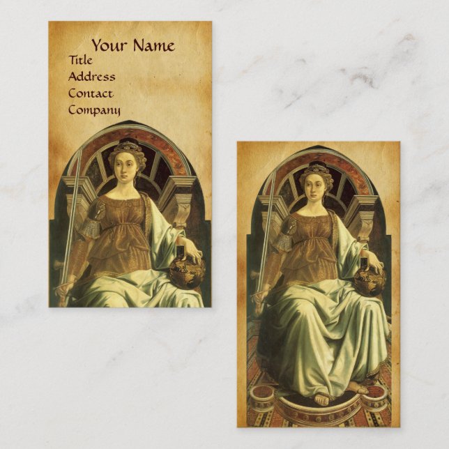 ANTIQUE RENAISSANCE TAROTS JUSTICE PARCHMENT BUSINESS CARD (Front/Back)