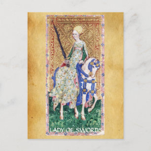 ANTIQUE RENAISSANCE TAROTS / LADY OF SWORDS POSTCARD