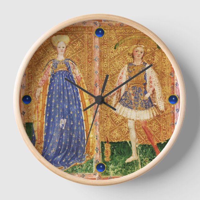ANTIQUE RENAISSANCE TAROTS /MAID AND PAGE OF WANDS CLOCK (Front)