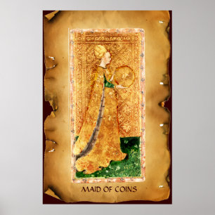 ANTIQUE RENAISSANCE TAROTS / MAID OF COINS POSTER