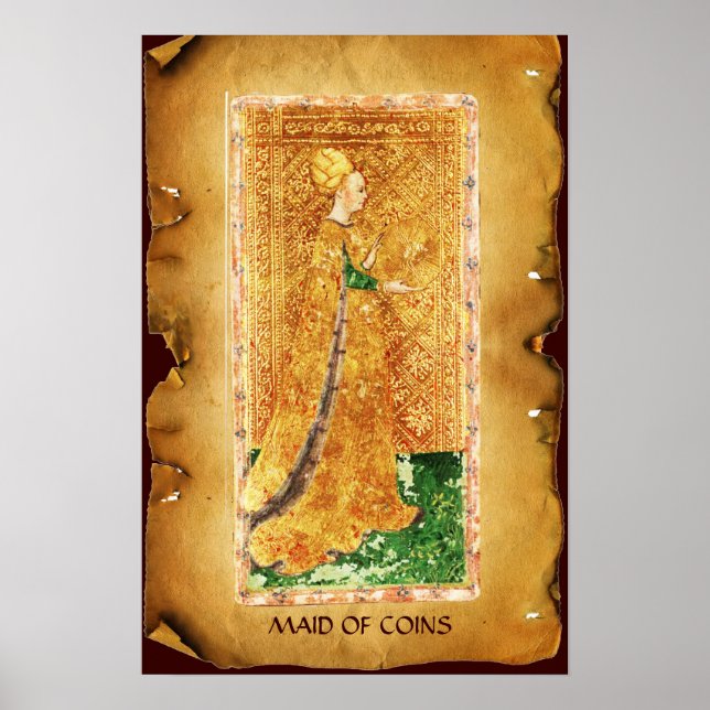 ANTIQUE RENAISSANCE TAROTS  / MAID OF COINS POSTER (Front)