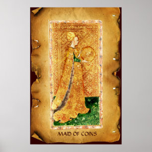 ANTIQUE RENAISSANCE TAROTS / MAID OF COINS POSTER
