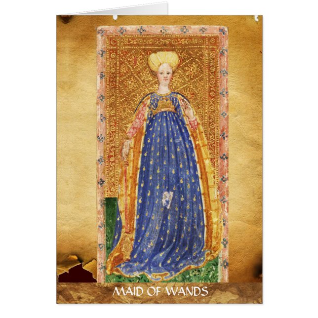 ANTIQUE RENAISSANCE TAROTS / MAID OF WANDS (Front)