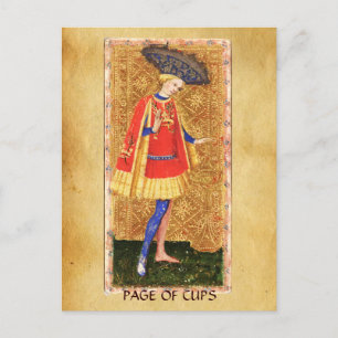 ANTIQUE RENAISSANCE TAROTS / PAGE OF CUPS POSTCARD