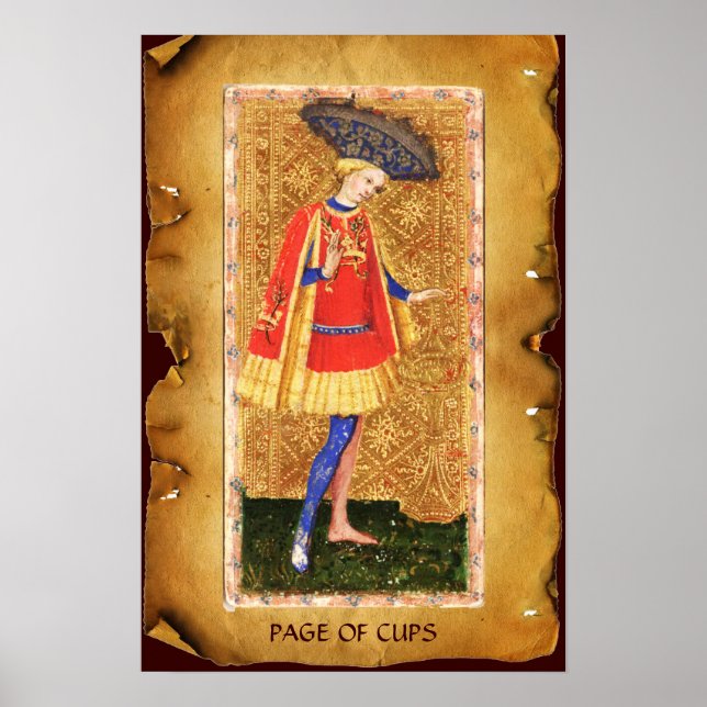 ANTIQUE RENAISSANCE TAROTS  / PAGE OF CUPS POSTER (Front)