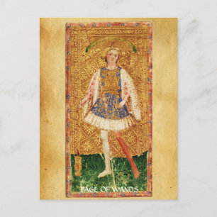 ANTIQUE RENAISSANCE TAROTS  / PAGE OF THE WANDS POSTCARD