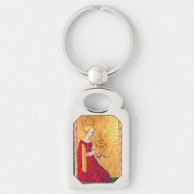 ANTIQUE RENAISSANCE TAROTS / QUEEN OF CUPS KEY RING (Front)