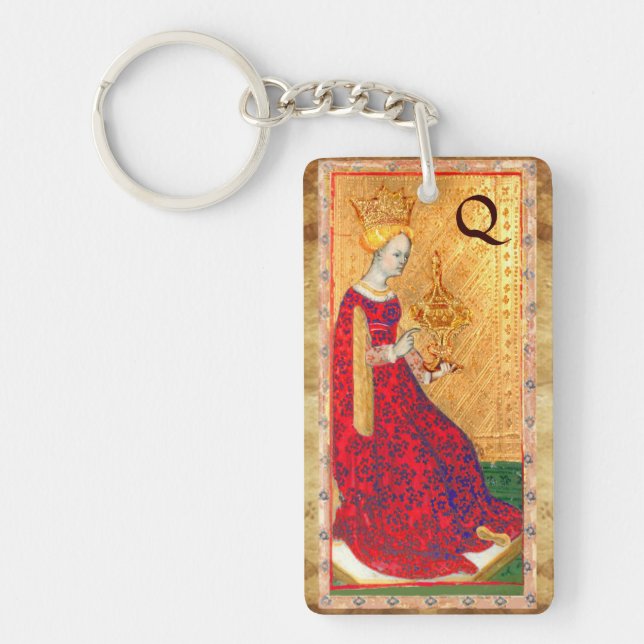ANTIQUE RENAISSANCE TAROTS /QUEEN OF CUPS MONOGRAM KEY RING (Front)