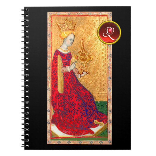 ANTIQUE RENAISSANCE TAROTS /QUEEN OF CUPS MONOGRAM NOTEBOOK (Front)