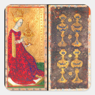 ANTIQUE RENAISSANCE TAROTS  / QUEEN OF CUPS SQUARE STICKER