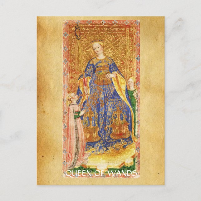 ANTIQUE RENAISSANCE TAROTS / QUEEN OF WANDS POSTCARD (Front)